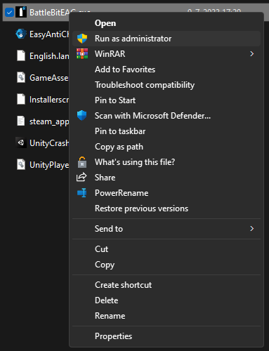 Right click on executable and click "Run as administrator".